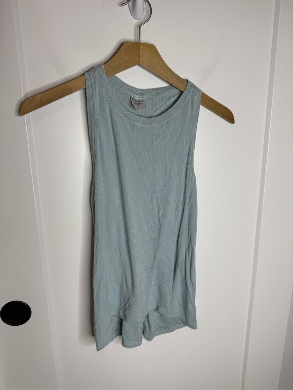 Athleta Stretchy Ribbed Knit Tank Top Light Blue Size XS